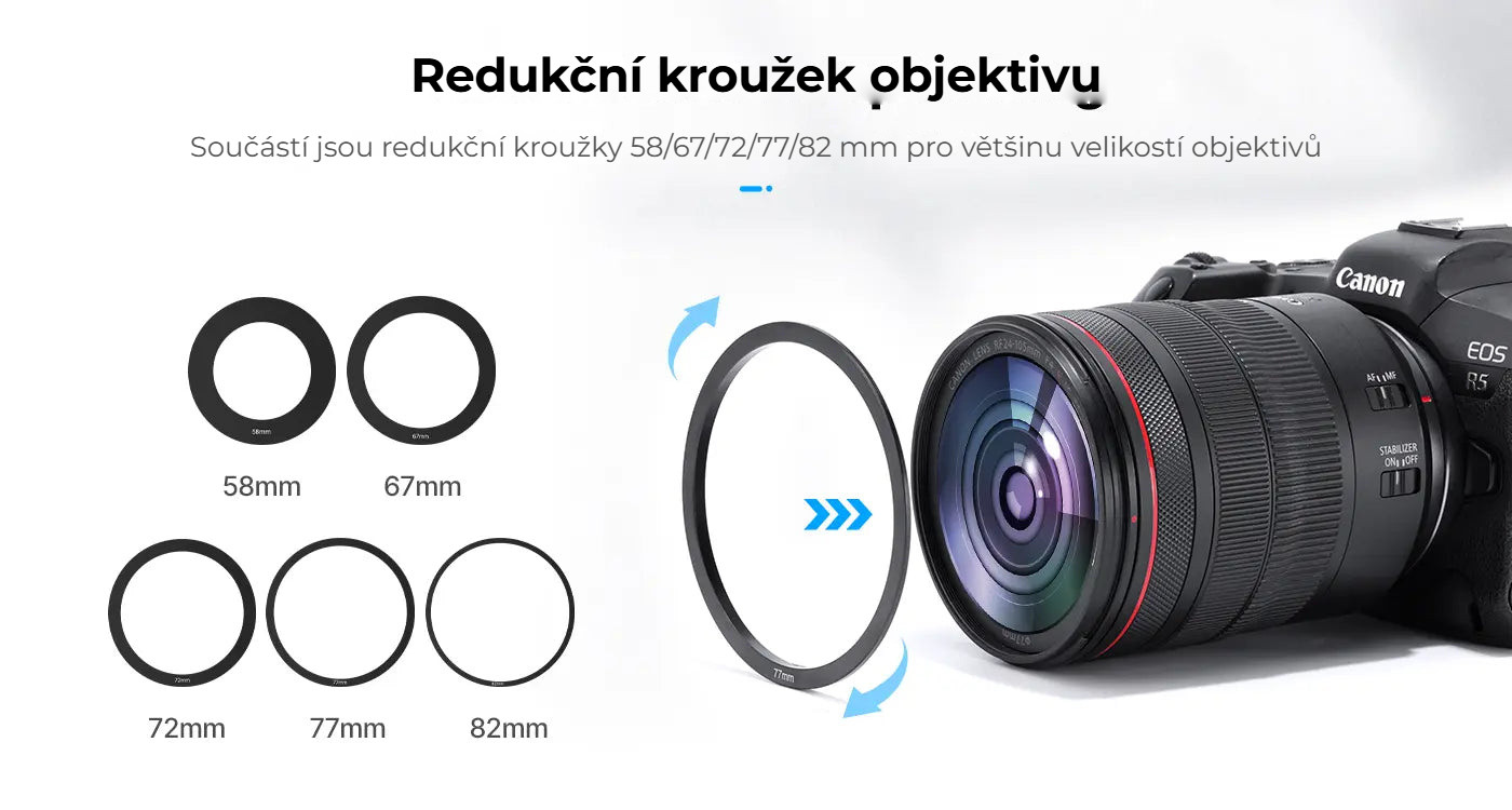 Ulanzi RT02 teleprompter pro tablety a smartphony – Pět redukcí objektivu