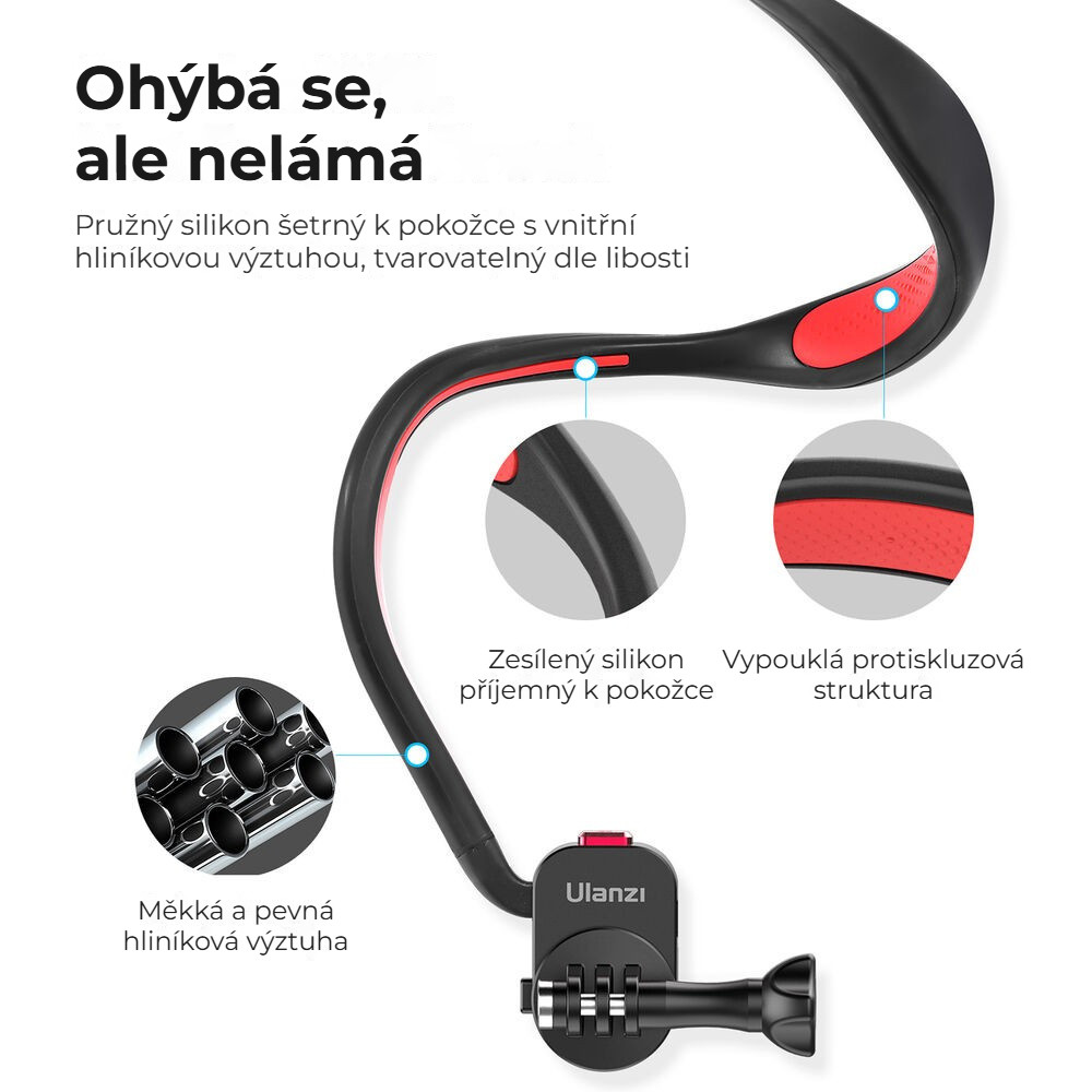 Ulanzi Go-Quick II krční držák pro akční kameru – Tvarovatelný silikon s vnitřní výztuhou