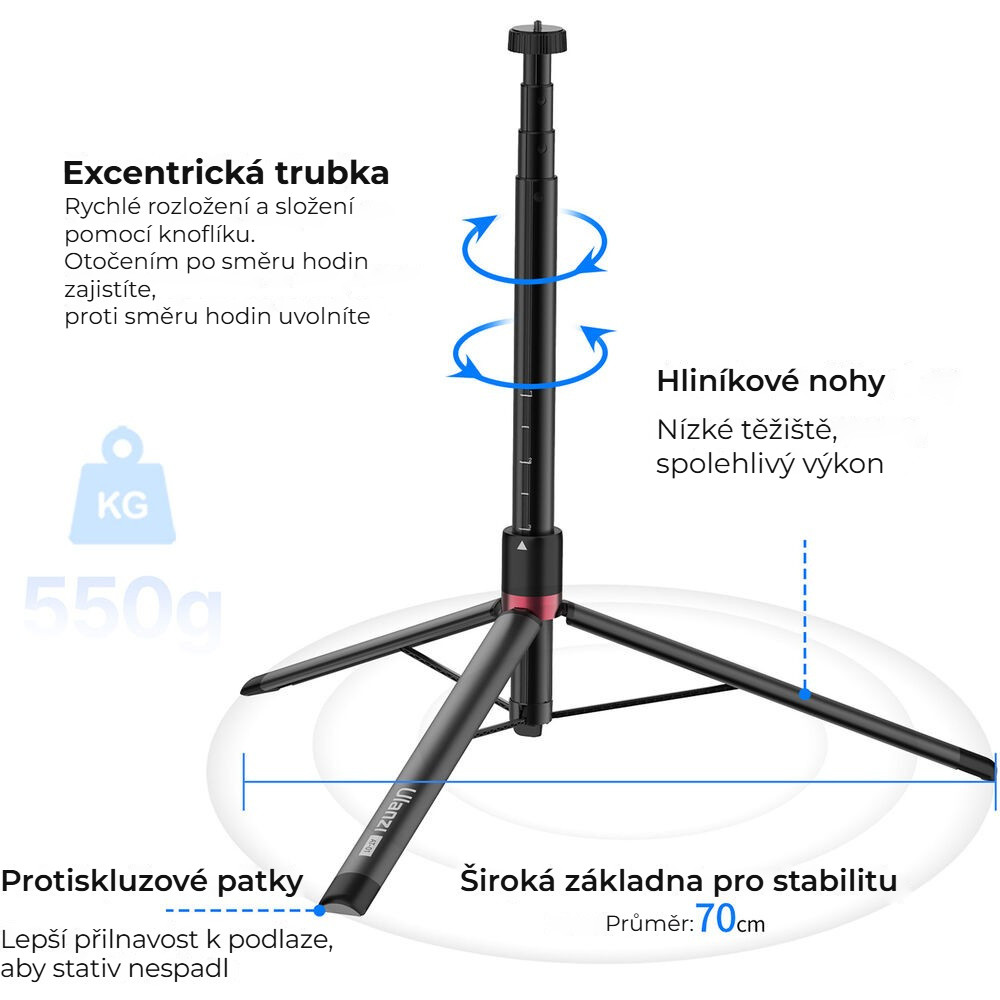 Ulanzi AT-01 Offset Vlog Tripod – Rychlé otevření a otočný zámek
