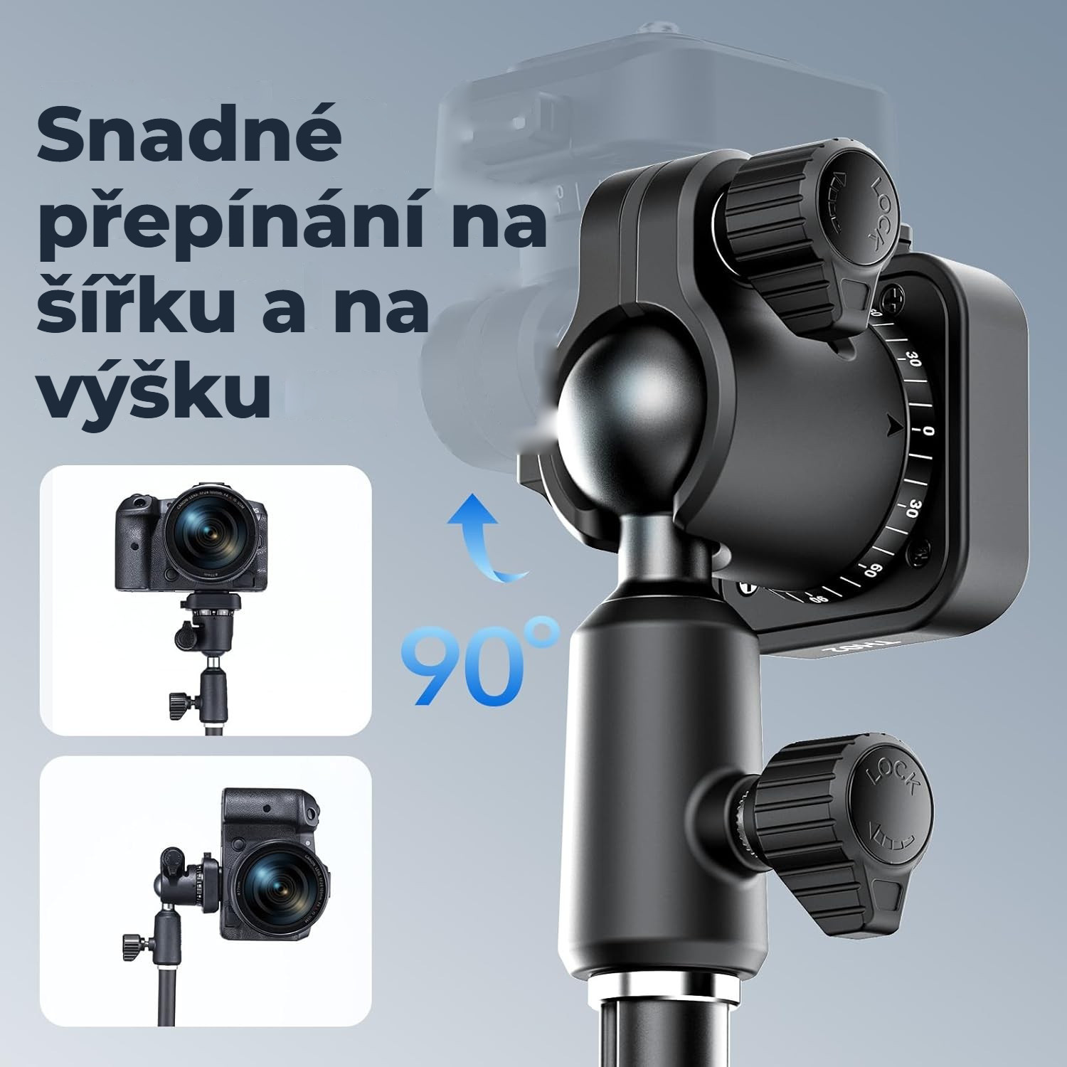 Ulanzi TH02 Uka obrácená kulová hlava – Na šířku i na výšku jedním přepnutím