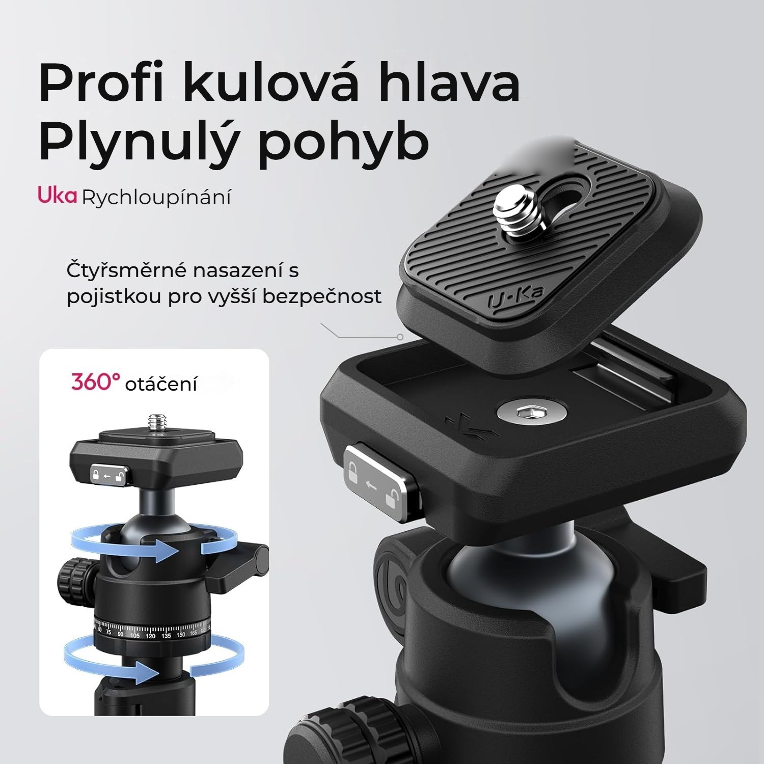 Ulanzi TT59 stativ s vodorovným sloupem – Profi kulová hlava s Uka