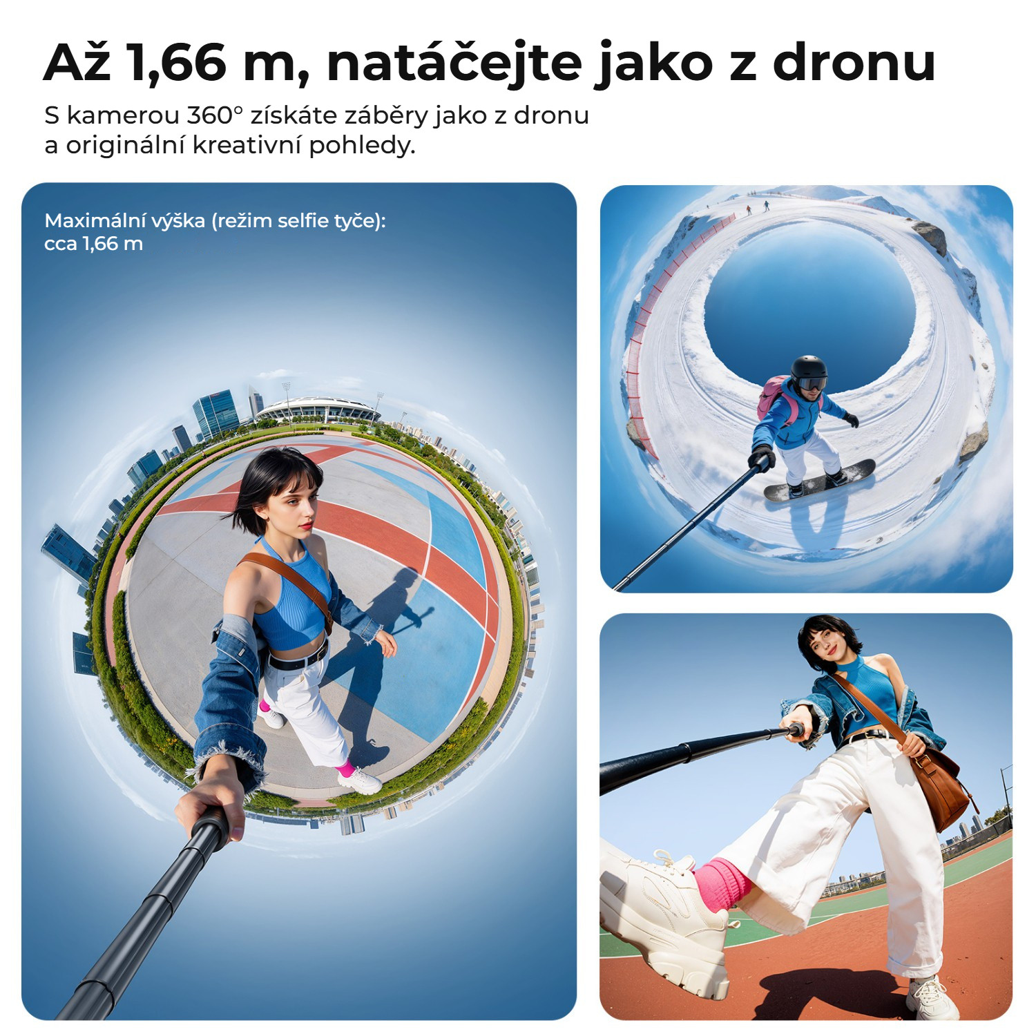 Ulanzi TT91 selfie tyč a stativ – Až 1,66 m, záběry jako z dronu