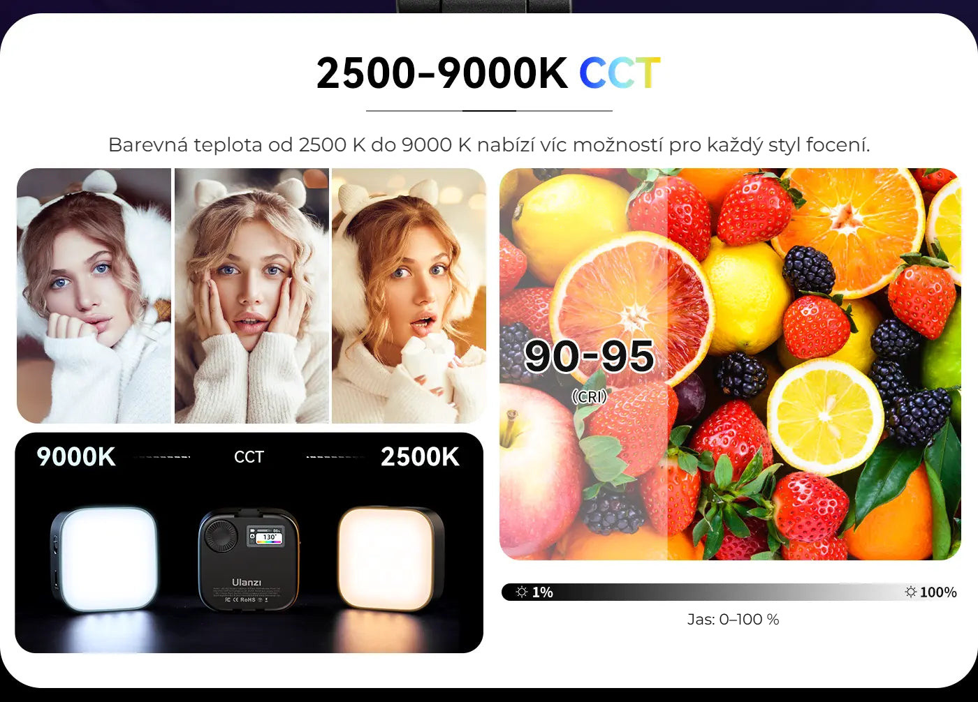 Ulanzi U60 RGB Pocket Light (White) – Barevná teplota 2500–9000 K