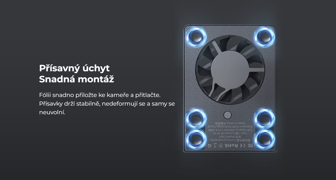 Ulanzi CA25 chladicí ventilátor pro fotoaparáty – Snadná instalace