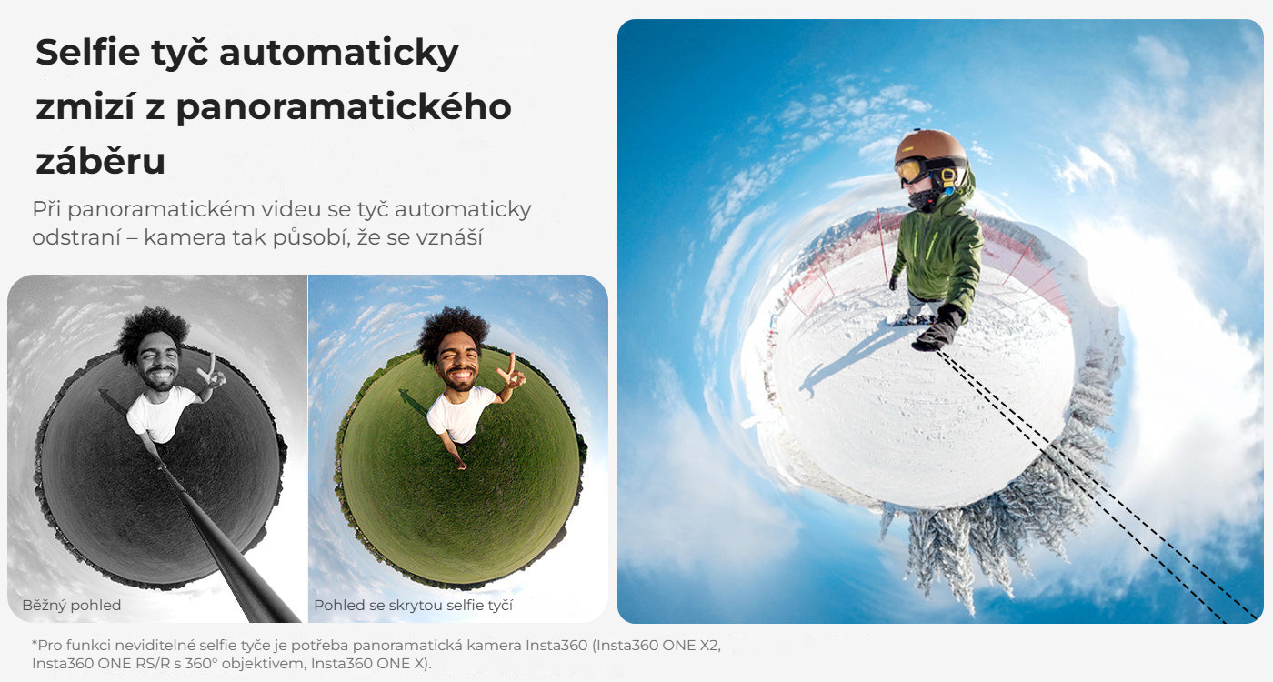 Ulanzi MT-76 Go-Quick II selfie tyč 1,5 m – Neviditelná tyč u panoramatických kamer