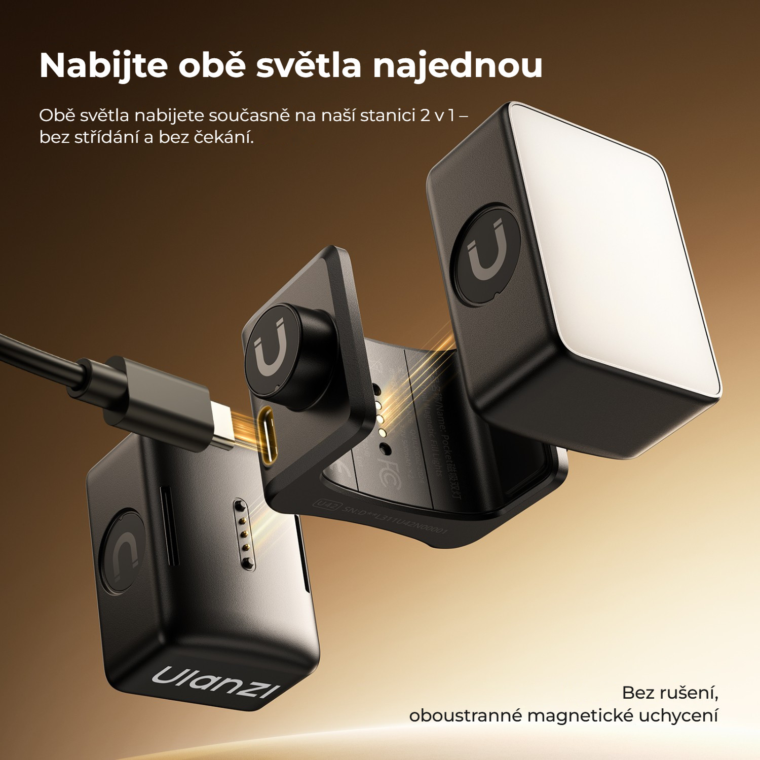Ulanzi LM06 magnetická světla – Nabíjení obou světel najednou