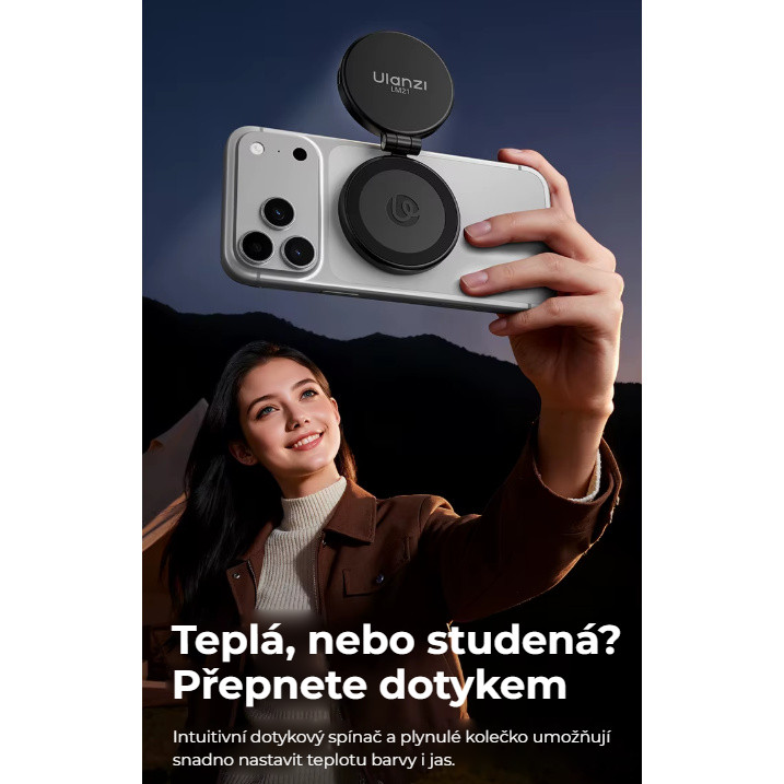 Ulanzi LM21 magnetické světlo, černé – Teplé, nebo studené – přepnete dotykem