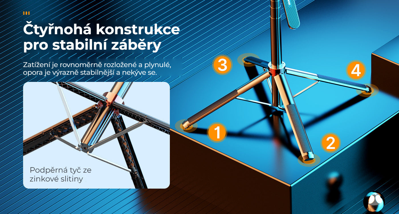 Ulanzi MA09 selfie tyč – Čtyřnohá konstrukce pro stabilní záběry