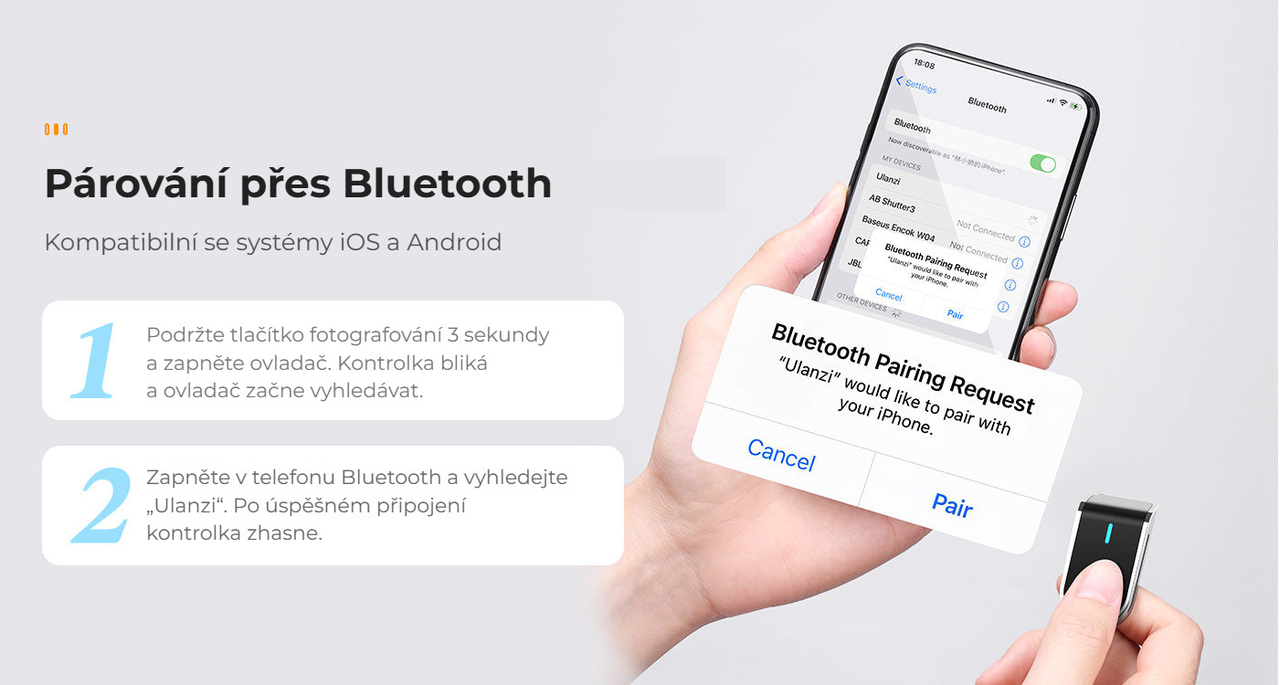 Ulanzi MA09 selfie tyč – Párování Bluetooth