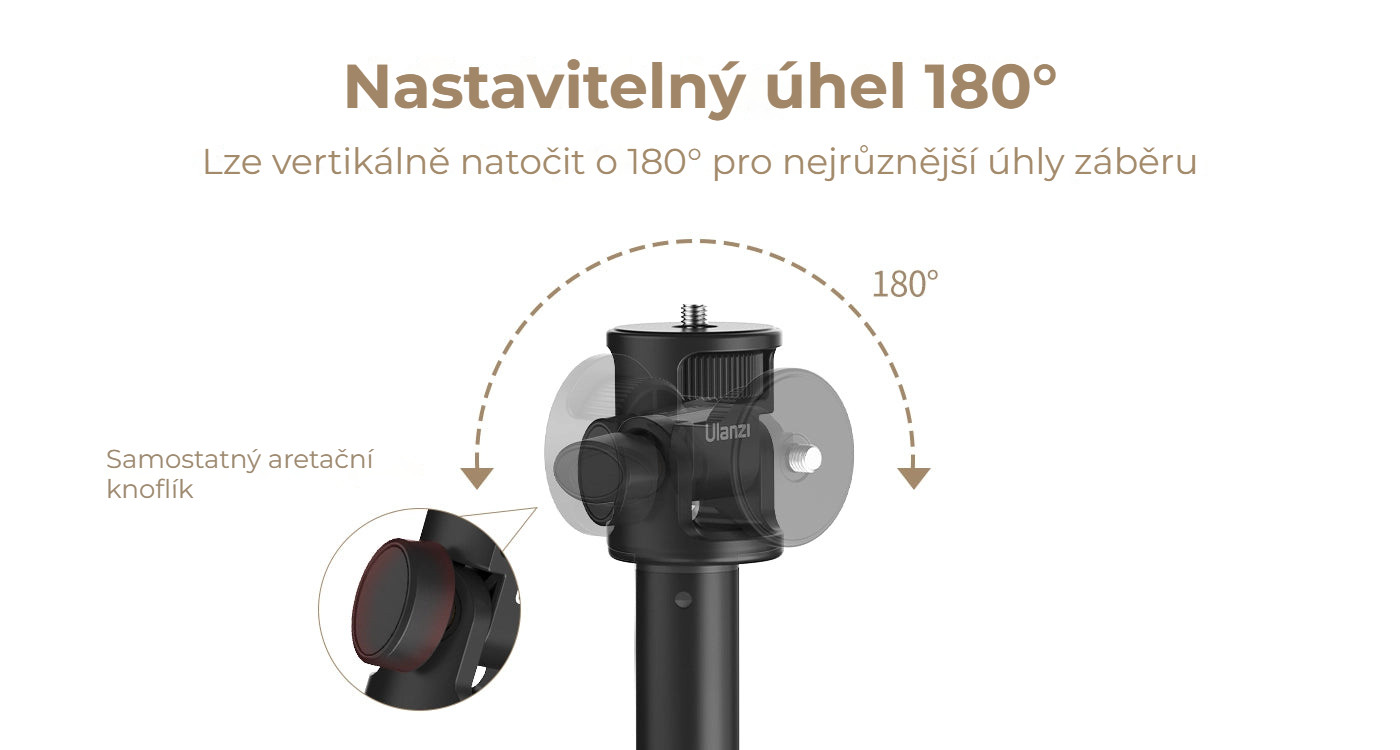 Ulanzi MT-79 hliníkový stativ pro světla – Hlava s úhlem 180°