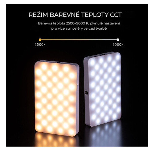 Ulanzi VL120 RGB LED světlo (černé) – Režim CCT 2500–9000 K
