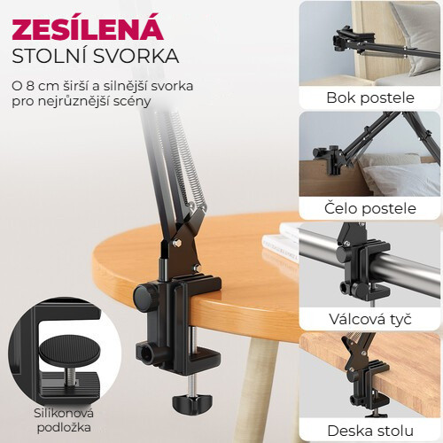 Ulanzi T2 stolní rameno – Zesílená svorka pro stůl, postel i tyč