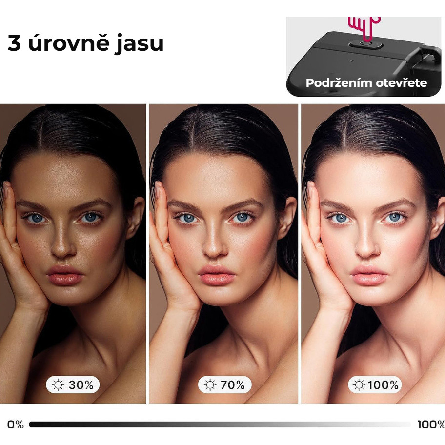 Ulanzi CG-02 Smartphone Camera Grip – Tři úrovně jasu: 30, 70 a 100 %