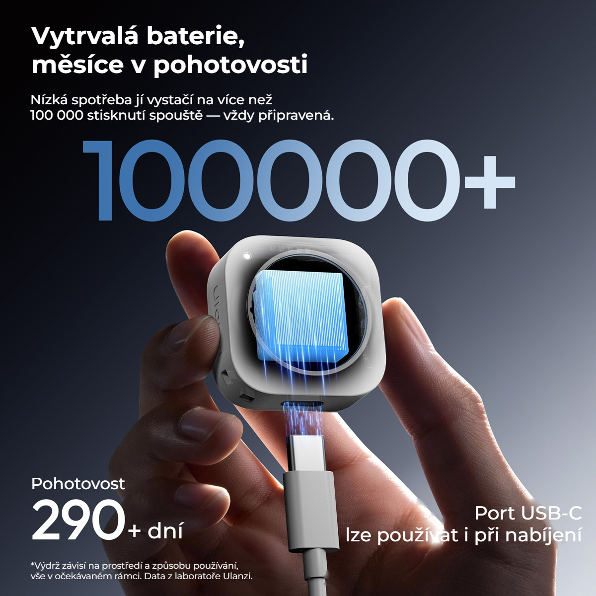 Ulanzi UT01 bluetooth dálková spoušť a scroller, bílá – Baterie na měsíce, nabíjení přes USB-C