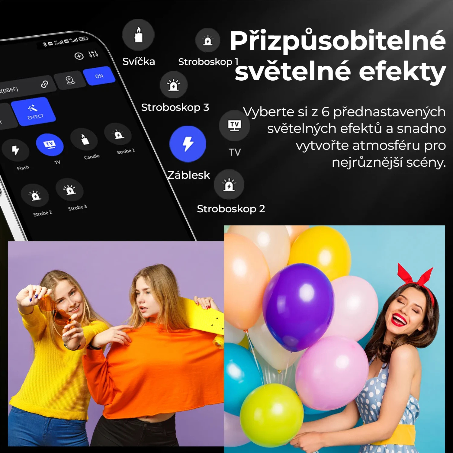 Ulanzi VL-200Bi 200W V-Mount Video Light – Šest přednastavených efektů