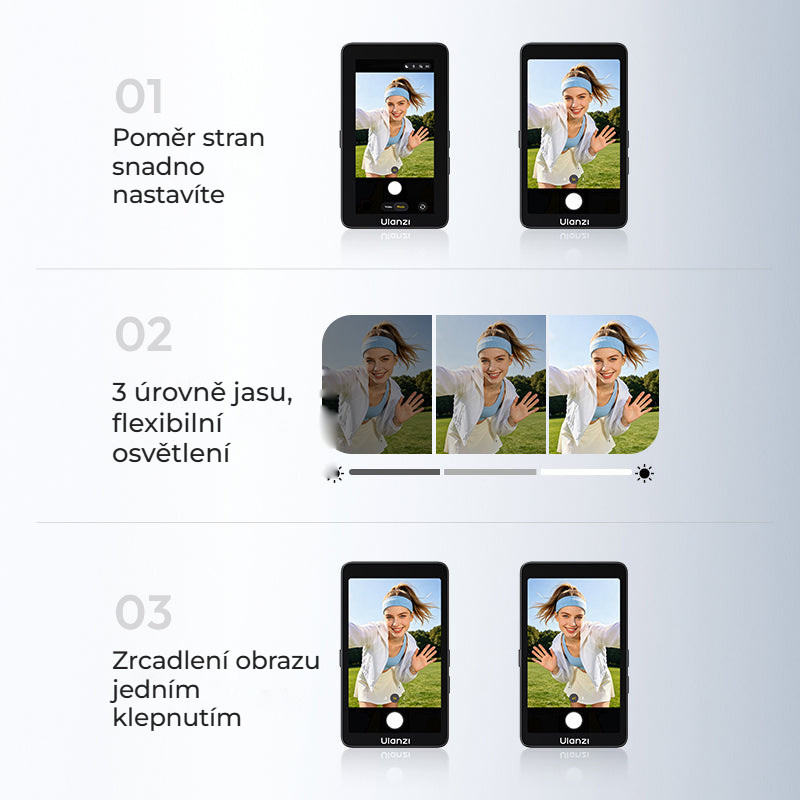 Ulanzi VM1 Vlog Selfie Monitor Screen – Poměr stran, jas a zrcadlení
